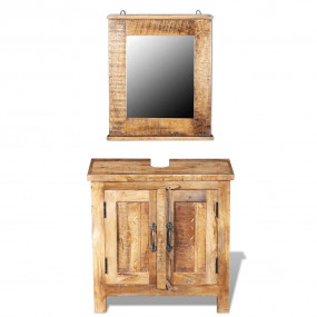 Bathroom Furniture Set Various Natural Wood Shades Soli...