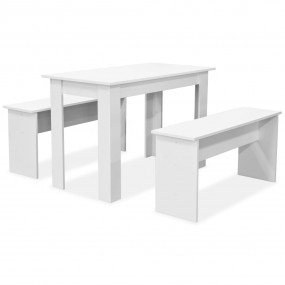 Dining Set Matte white Engineered wood with PVC edges S...