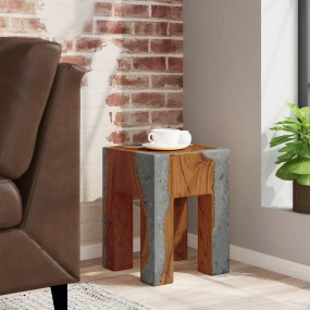 Stool Multicolor Solid teak wood 11.8x11.8x15.7 in