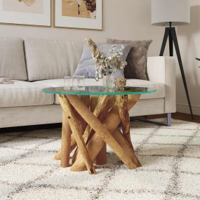 Coffee Table Brown with a clear glass top