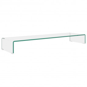 TV Stand Clear Tempered Glass Modern TV Stand Rectangul...