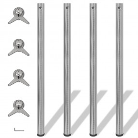 Table Leg Set of 4 Brushed Nickel Iron