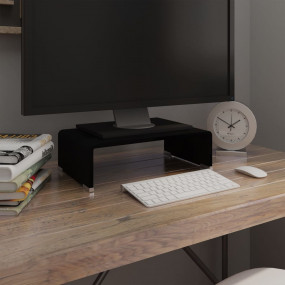 TV Stand Black Tempered glass, plastic Medium Sleek TV ...