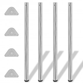 Table Leg Set of 4 Chrome Iron Large Height-Adjustable