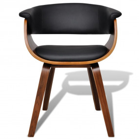 Dining Chair Black and brown Faux leather and wood Stan...