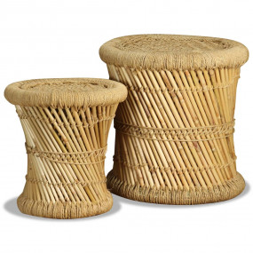 Stool Set of 2 Natural bamboo and jute Bamboo and jute ...