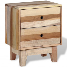 Bedside Cabinet Beige Solid reclaimed wood Small Storag...