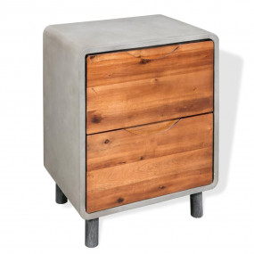 Nightstand Concrete gray, Acacia wood brown