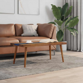 Coffee Table Brown and Blue Teak and Resin 39.4 x 19.7 ...