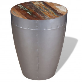 Stool Brown, Silver Solid reclaimed wood, Aluminum Comp...