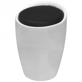 Stool White and Black ABS plastic and Faux Leather Stan...