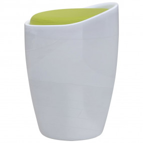 Stool White, Apple Green ABS Plastic, Faux Leather Stan...