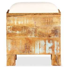 Storage Chest Brown with a White Seat Solid Reclaimed W...