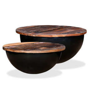 Coffee Table Set of 2 Tabletop: Multicolour, Base: Blac...
