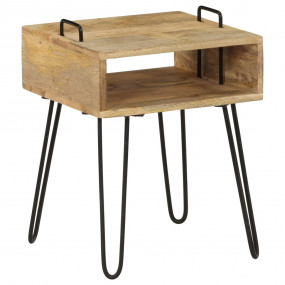 Bedside Table Natural wood and black