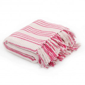 Throw Pink and White 100% Cotton 86.6 x 98.4 in Throw