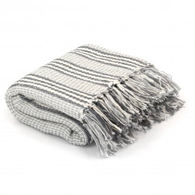 Throw Grey and White 100% Cotton 49.2 x 59.1 in Throw B...