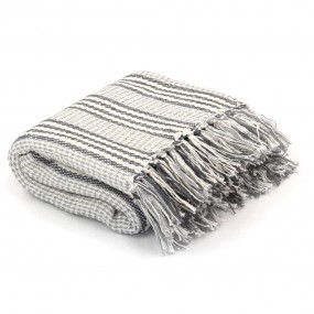 Throw Grey and White 100% Cotton 86.6 x 98.4 in. Throw
