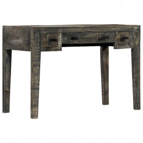 Desk Black Solid Mango Wood 43.3x19.7x29.5 in Desk Rect...