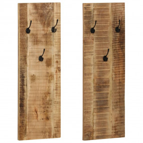 Coat Rack Set of 2 Brown Solid mango wood and powder-co...