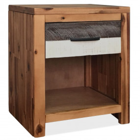 Bedside Table Acacia wood, black, white