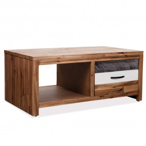 Coffee Table Brown, Black, White Solid acacia wood, MDF