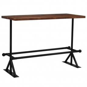 Bar Table Dark Brown Solid Reclaimed Wood Large Footres...