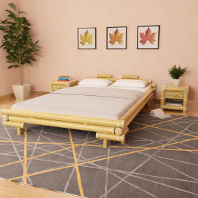 Bamboo Bed Natural Bamboo Double Durable Bamboo Bed