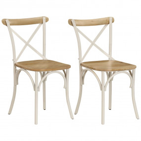 Cross Chair Set of 2 White Solid mango wood, Steel Adul...