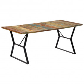 Dining Table Multicolored Solid reclaimed wood, powder-...
