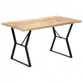 Dining Table Brown and black Solid mango wood and powde...
