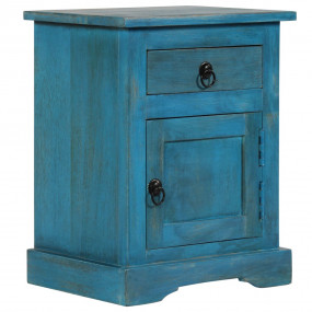 Bedside Table Blue Solid Mango Wood Bedside Table Recta...