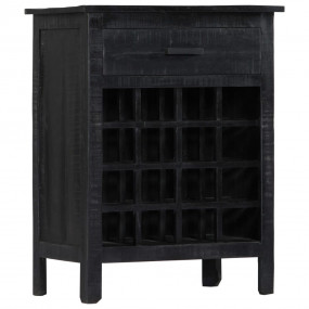 Wine Rack Black Solid Mango Wood Medium Rectangular Rus...
