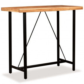 Bar Table Natural wood with black legs Solid acacia woo...