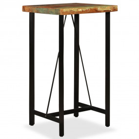 Bar Table Multicolored with black legs Reclaimed wood a...