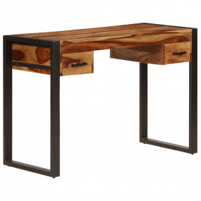 Desk Brown Solid Sheesham wood, Powder-coated steel Med...