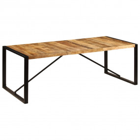 Dining Table Brown and Black Solid Mango Wood Large
