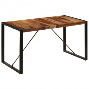 Dining Table Brown and Black Solid Sheesham wood 55.1 i...