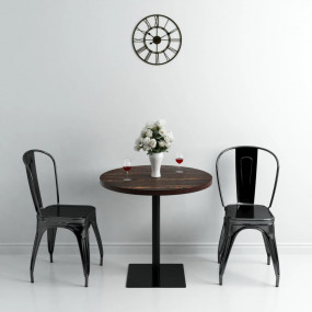 Dining Table Dark Ash MDF, Steel 31.5 in Diameter Simpl...