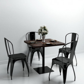 Bistro Table Dark Ash MDF and Steel 31.5x31.5x29.5 in  ...