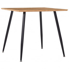 Dining Table Oak and Black MDF, Steel Compact Durable