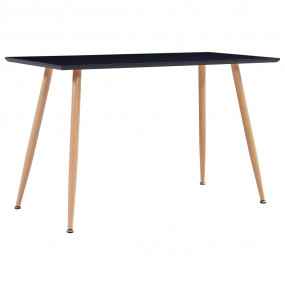 Dining Table Black and Oak MDF and Steel