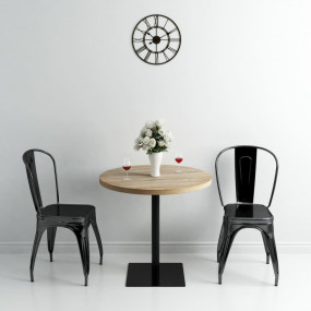 Dining Table Oak MDF and Steel 31.5 in diameter Simple