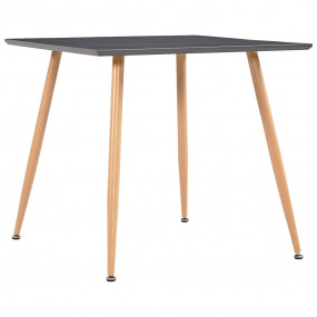 Dining Table Grey and Oak MDF and Steel Medium Durable