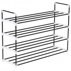 Shoe Rack Black Metal and Plastic Medium Shoe Rack Rect...
