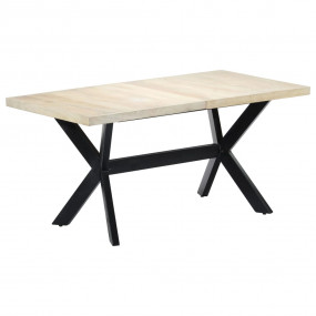 Dining Table White and black Solid mango wood and powde...