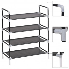 Shoe Rack Black Metal Standard Shoe Rack Rectangular