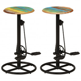 Bar Chair Set of 2 Multicolor top with black steel fram...