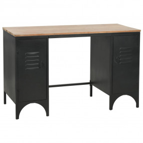Double Pedestal Desk Black and natural wood Solid Firwo...
