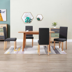Dining Chair Set of 4 Dark Gray Fabric Standard Ergonom...